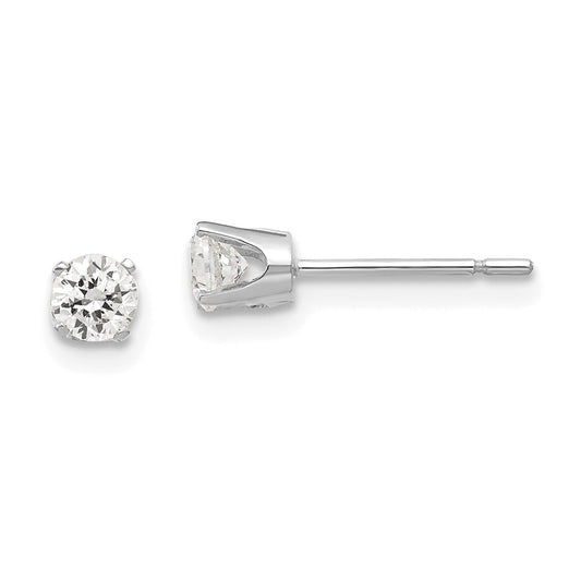 Exclusive 14K White Gold 3.5mm Cubic Zirconia Stud Earrings - Stylish Value