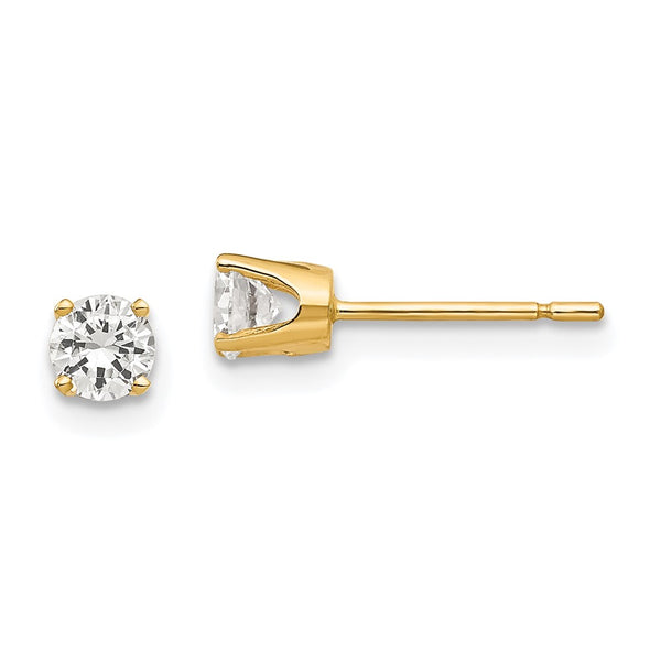 14K Gold 3.75mm Cubic Zirconia Stud Earrings