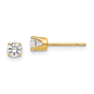 Buy 14K Gold 3.75mm Cubic Zirconia Stud Earrings - Affordable Luxury Style