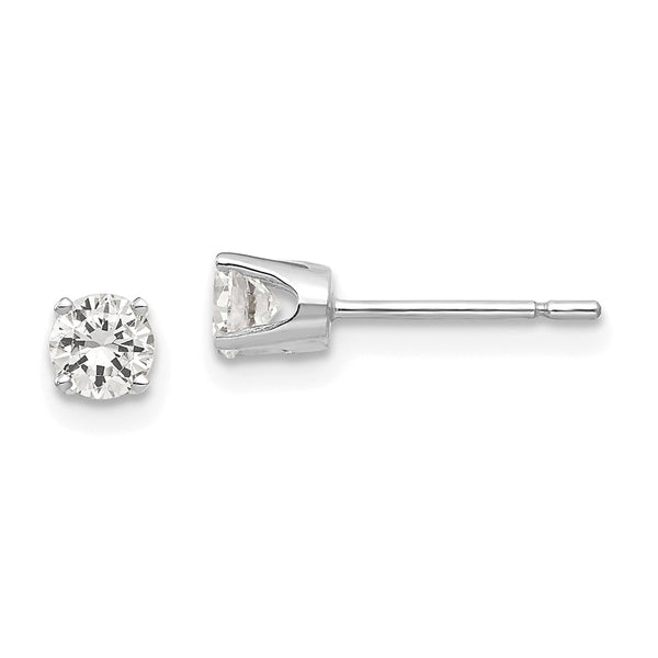 14K White Gold 3.75mm Cubic Zirconia Stud Earrings