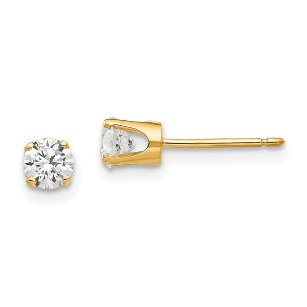 4mm Cubic Zirconia Stud Earrings in 14K Gold