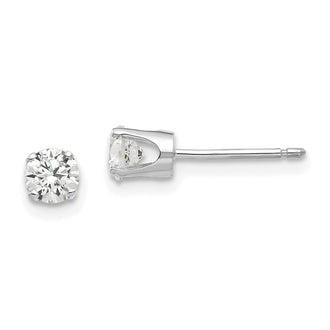 High-Quality 14K White Gold 4mm CZ Stud Earrings - Stylish Luxury Jewelry