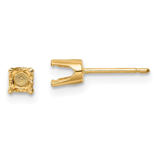 Buy Stylish 14K Gold 4mm Round Stud Earring Settings - Affordable Luxury!