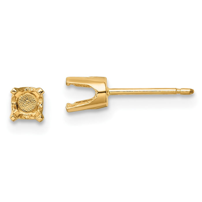 Buy Stylish 14K Gold 4mm Round Stud Earring Settings - Affordable Luxury!-1