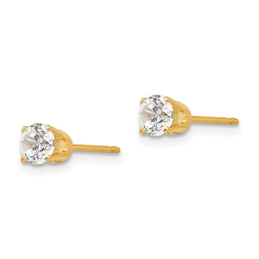 Buy Exclusive 14K Gold 4.25mm Cubic Zirconia Stud Earrings - Stylish Value!