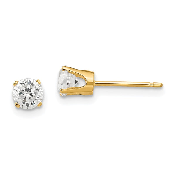 14K Gold 4.25mm Cubic Zirconia Stud Earrings