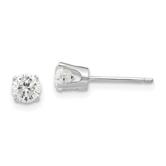 High-Quality 14K White Gold 4.25mm CZ Stud Earrings - Affordable Luxury Style