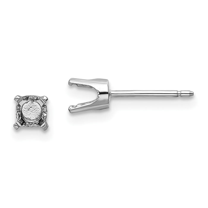 Shop Stylish 14K White Gold 4.25mm Round Stud Earring Settings - Luxury Value-1
