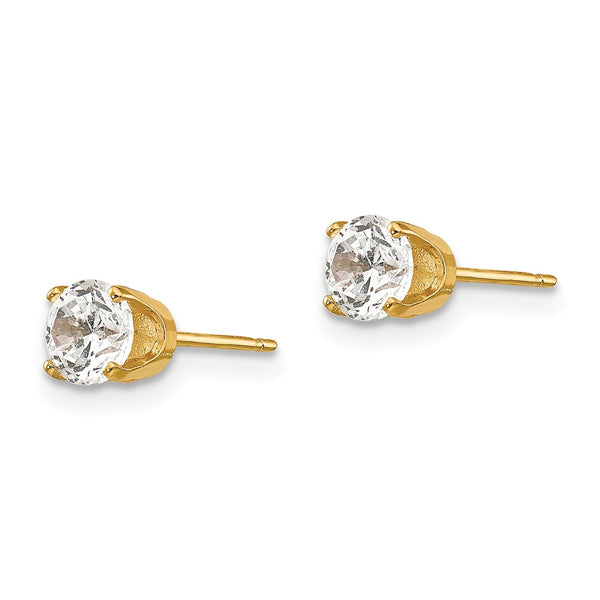 14K Gold 4.5mm Cubic Zirconia Stud Earrings