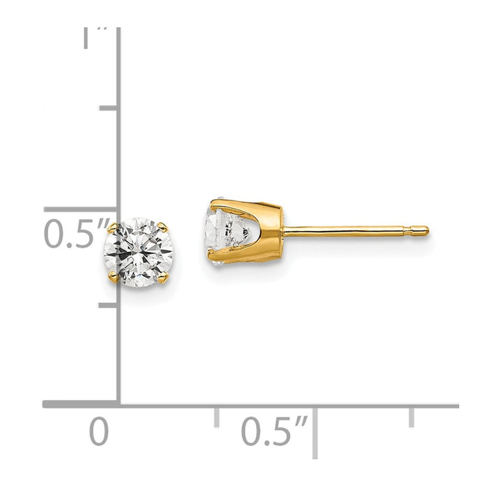 Buy Exclusive 14K Gold 4.5mm Cubic Zirconia Stud Earrings - Stylish Value!-4