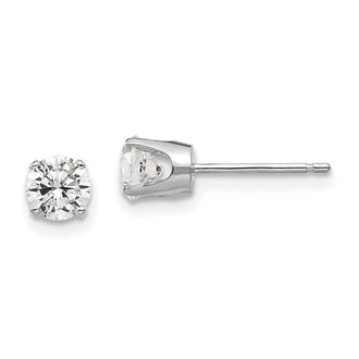 Exclusive 14K White Gold 4.5mm Cubic Zirconia Stud Earrings - Stylish Value