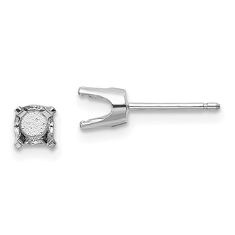 Buy Stylish 14K White Gold 4.5mm Round Stud Earring Settings with Backs