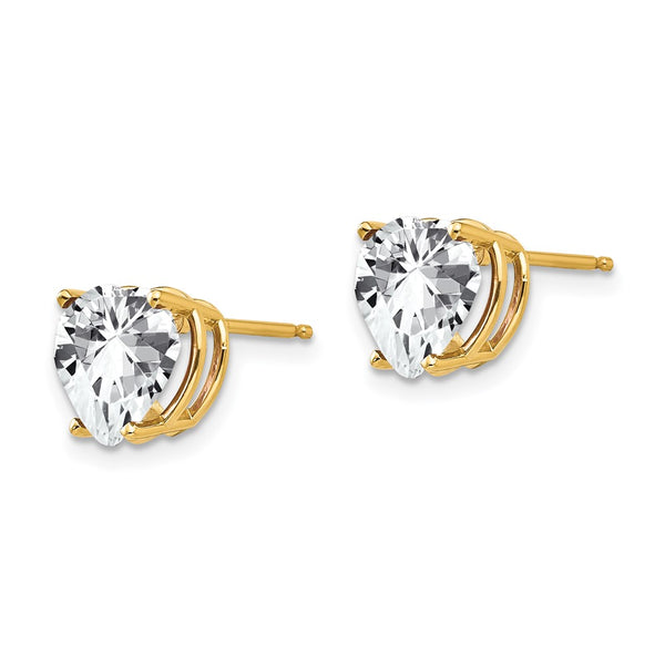 14K Gold 8mm Heart-Shaped Earrings with Cubic Zirconia