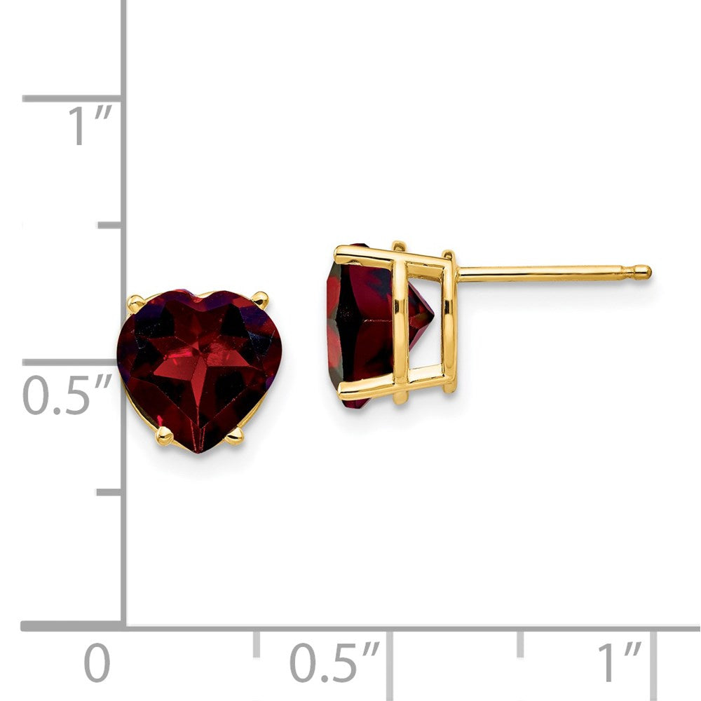 High-Quality 14K Gold 8mm Heart-Shaped Garnet Earrings - Stylish Value!