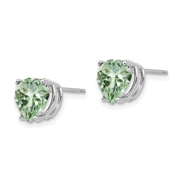 14K Gold 8mm Heart-Shaped Green Quartz Earrings