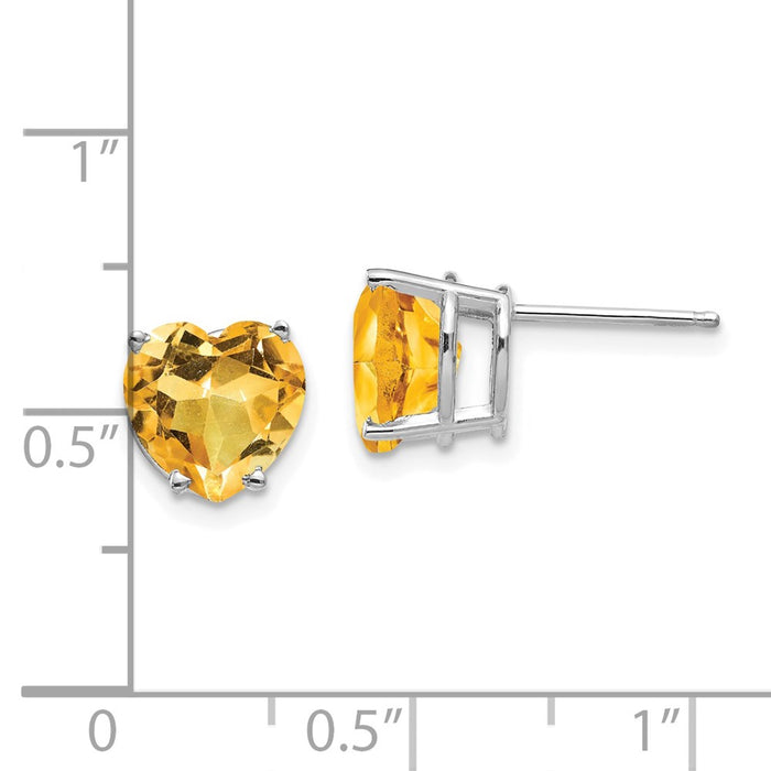 High-Quality 14K White Gold 8mm Heart-Shaped Citrine Earrings - Stylish Value-4