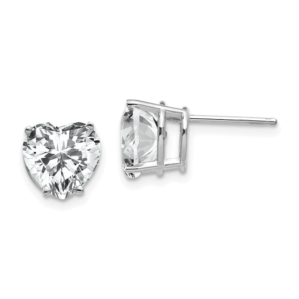 Buy Stylish 14K White Gold Heart-Shaped CZ Stud Earrings - 8mm, Great Value!