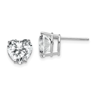 Buy Stylish 14K White Gold Heart-Shaped CZ Stud Earrings - 8mm, Great Value!