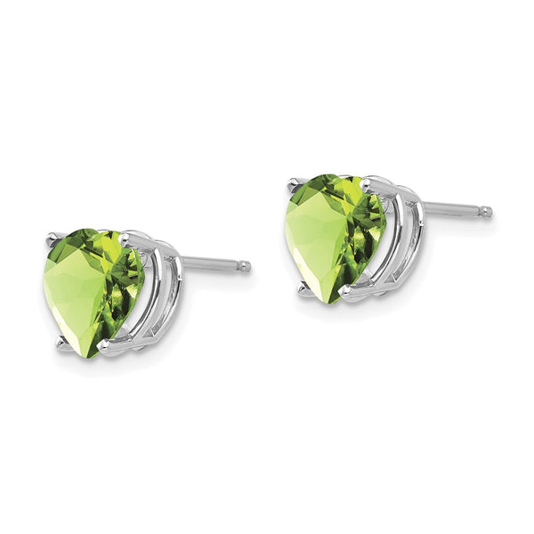 14K White Gold 8mm Heart-Shaped Peridot Earrings