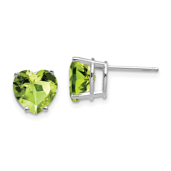 14K White Gold 8mm Heart-Shaped Peridot Earrings
