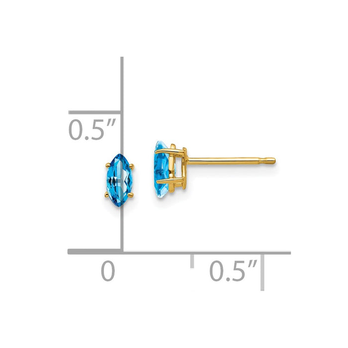 Buy Designer 14K Gold Marquis Blue Topaz Stud Earrings - Stylish Value-4