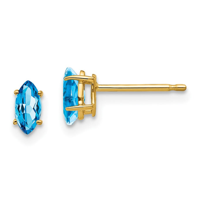 Buy Designer 14K Gold Marquis Blue Topaz Stud Earrings - Stylish Value-1