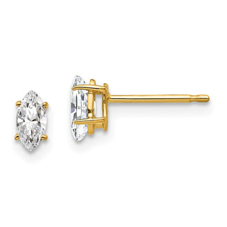 Buy Stylish 14K Gold Marquise Earrings - 5x2.5mm Cubic Zirconia, Affordable!
