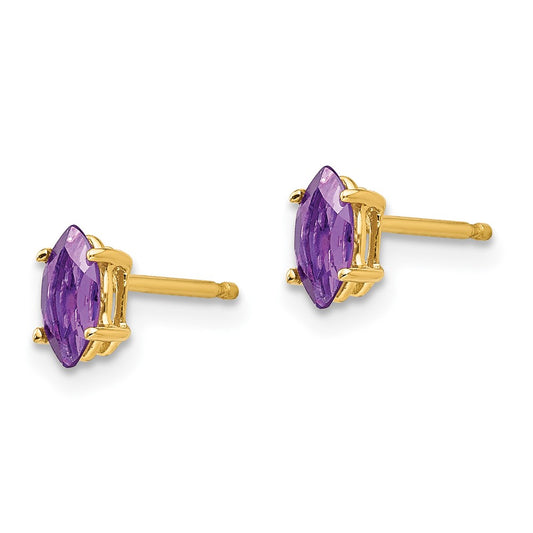 Shop Exclusive 14K Gold 6x3mm Marquise Cut Amethyst Earrings - Stylish Value!