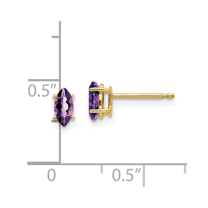 Shop Exclusive 14K Gold 6x3mm Marquise Cut Amethyst Earrings - Stylish Value!-4