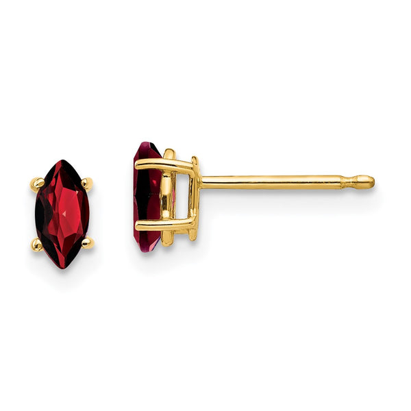 14K Gold 6x3mm Marquise Cut Garnet Earrings at Prices