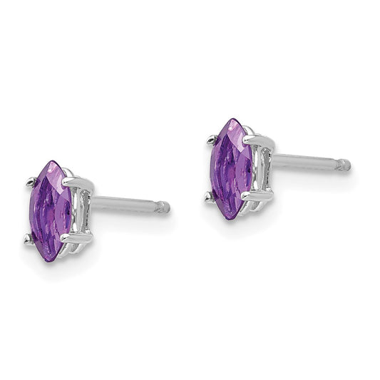 Shop Exclusive 14K White Gold Marquise Stud Earrings | 6x3mm Amethyst, Stylish Value