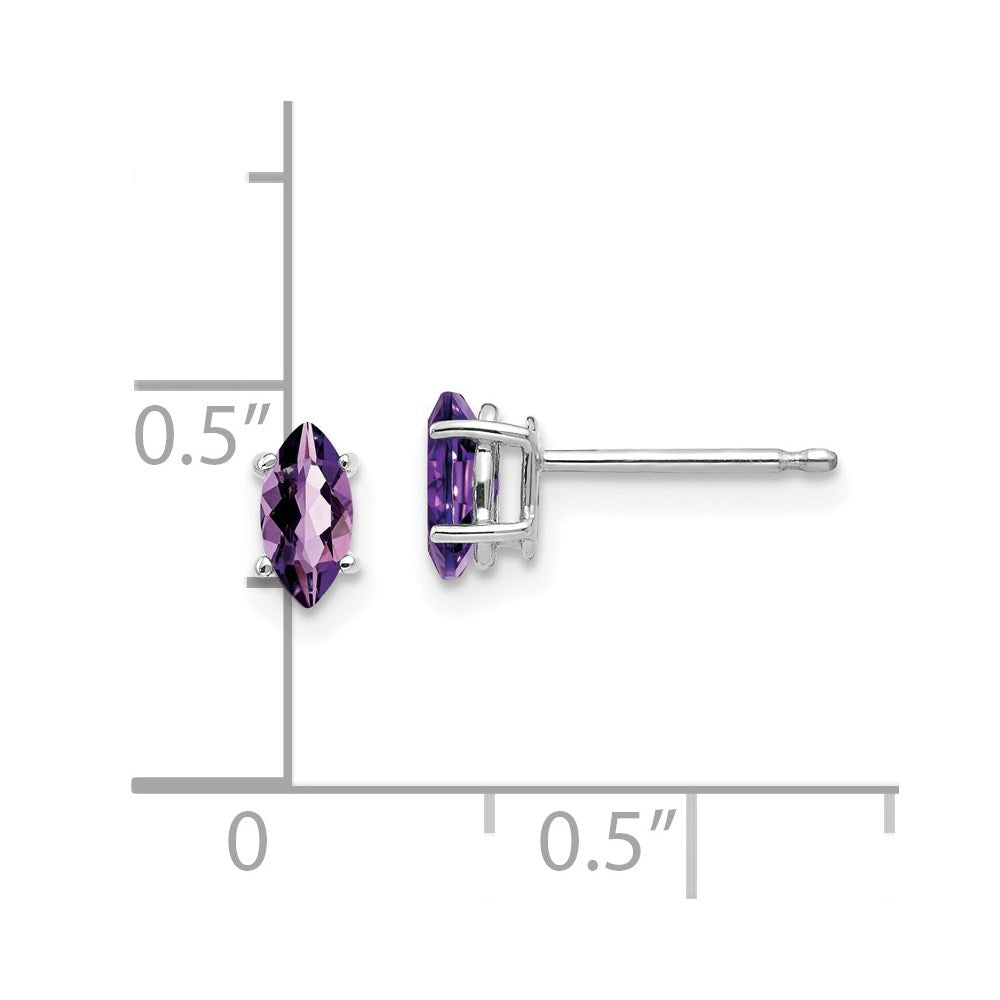 Shop Exclusive 14K White Gold Marquise Stud Earrings | 6x3mm Amethyst, Stylish Value