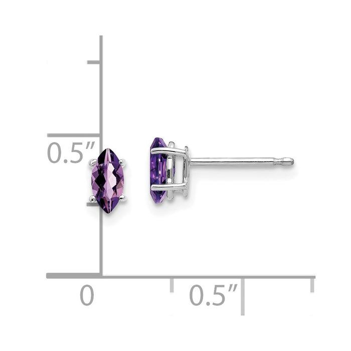 Shop Exclusive 14K White Gold Marquise Stud Earrings | 6x3mm Amethyst, Stylish Value-4