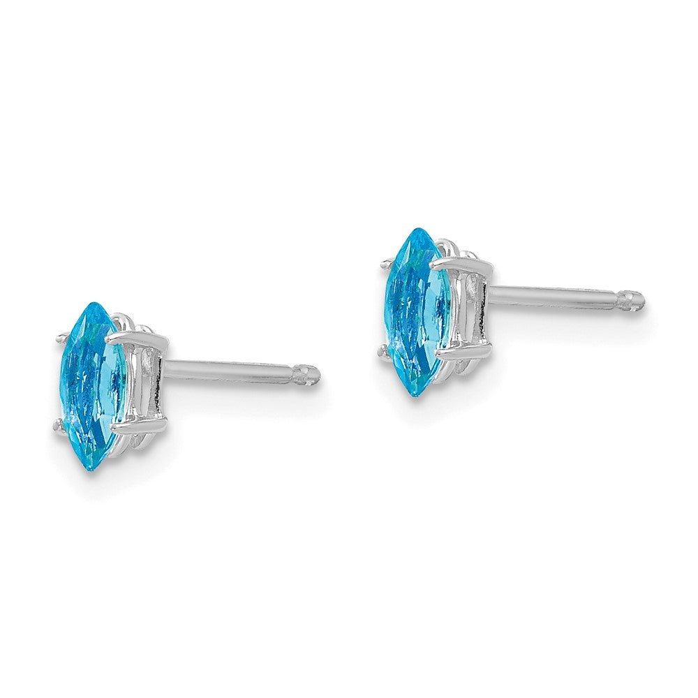 Exclusive 14K White Gold Marquise Blue Topaz Earrings - 6x3mm, Stylish Value