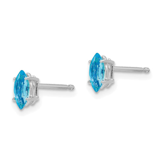 Exclusive 14K White Gold Marquise Blue Topaz Earrings - 6x3mm, Stylish Value