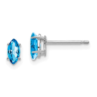 Exclusive 14K White Gold Marquise Blue Topaz Earrings - 6x3mm, Stylish Value