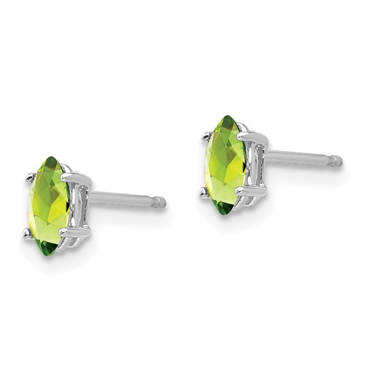 Exclusive 14K White Gold Marquise Peridot Earrings 6x3mm - Stylish Value!