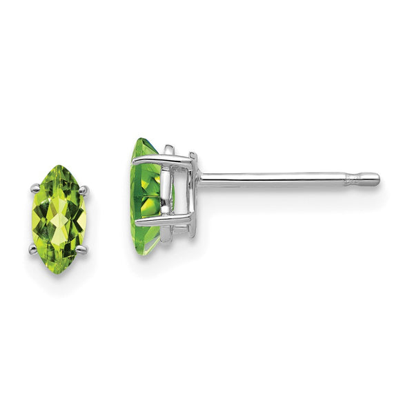 14K White Gold Marquise Peridot Earrings 6x3mm