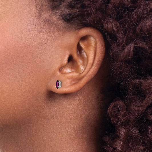 Buy Luxury 14K White Gold Marquise Stud Earrings | 6x3mm Rhodolite Garnet