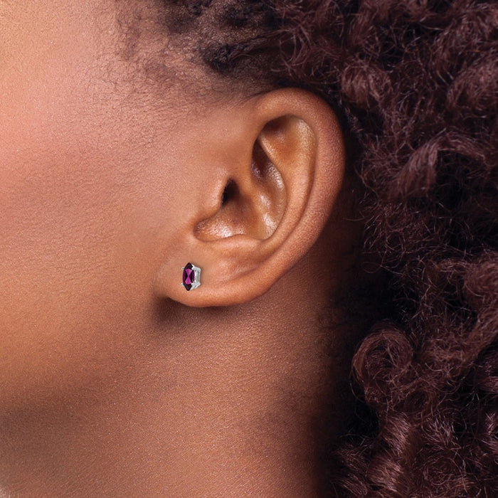 Buy Luxury 14K White Gold Marquise Stud Earrings | 6x3mm Rhodolite Garnet-2