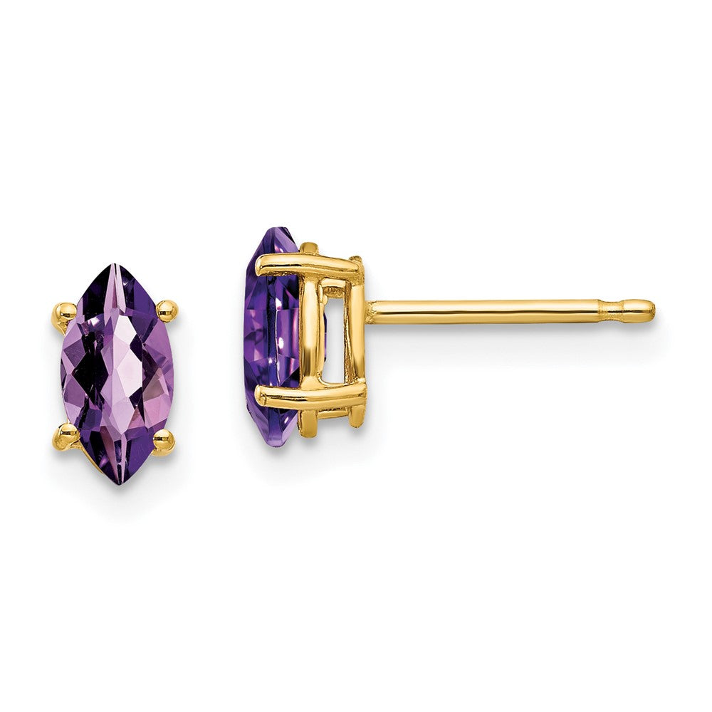 Shop Stylish 14K Gold Marquise Amethyst Earrings - 7x3.5mm | Luxury Value