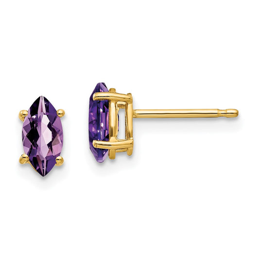 Shop Stylish 14K Gold Marquise Amethyst Earrings - 7x3.5mm | Luxury Value
