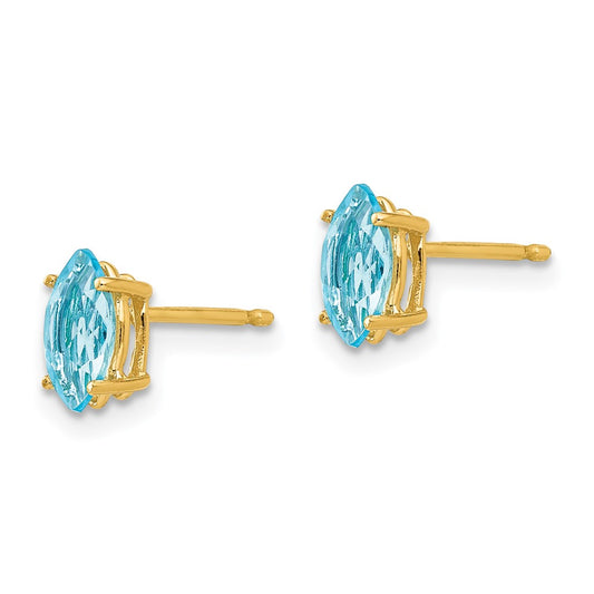 Buy Exclusive 14K Gold Marquise Blue Topaz Earrings - 7x3.5mm, Stylish Value