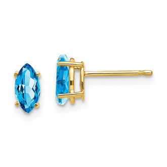 Buy Exclusive 14K Gold Marquise Blue Topaz Earrings - 7x3.5mm, Stylish Value