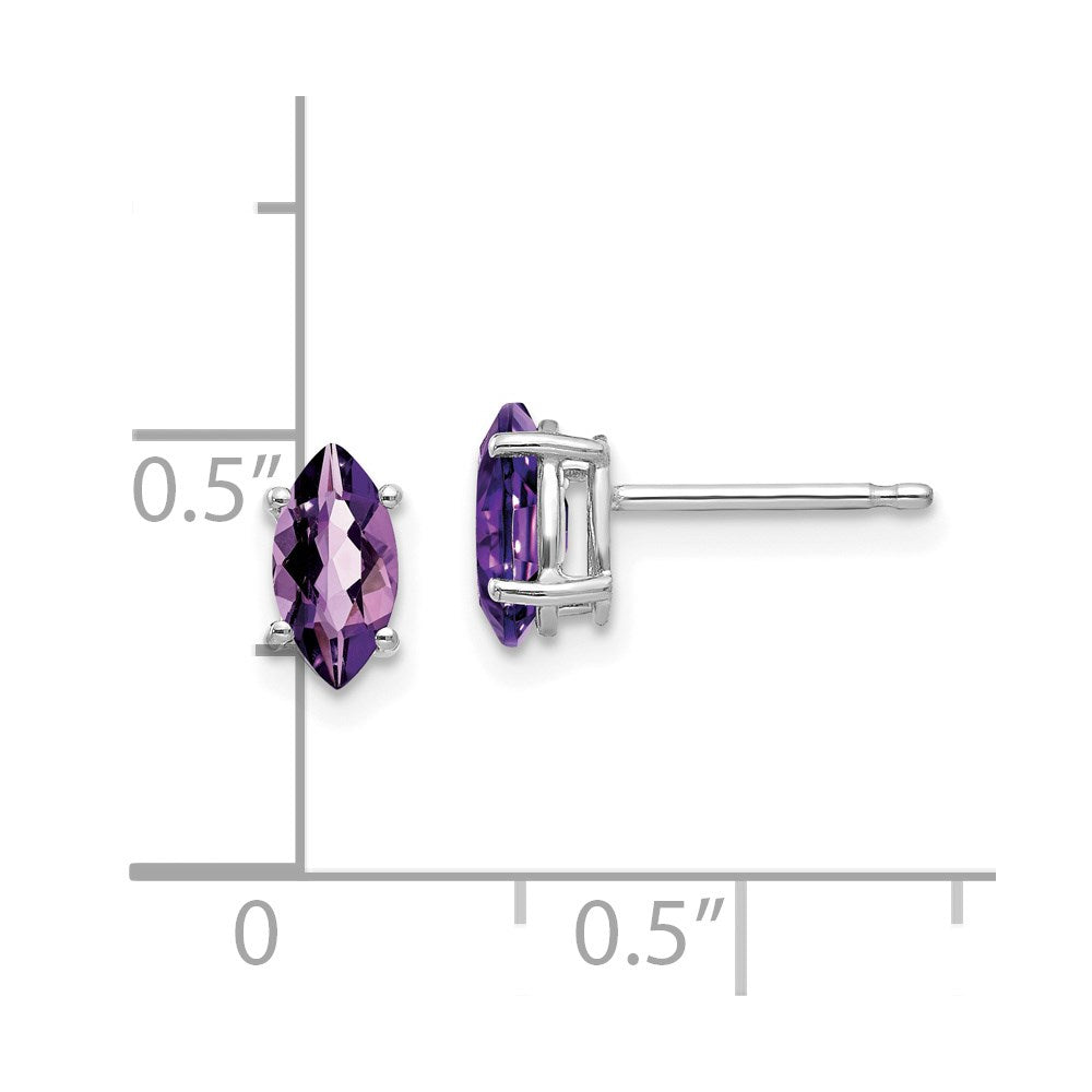 Shop Stylish 14K White Gold Marquise Amethyst Earrings - 7x3.5mm, Affordable Luxury