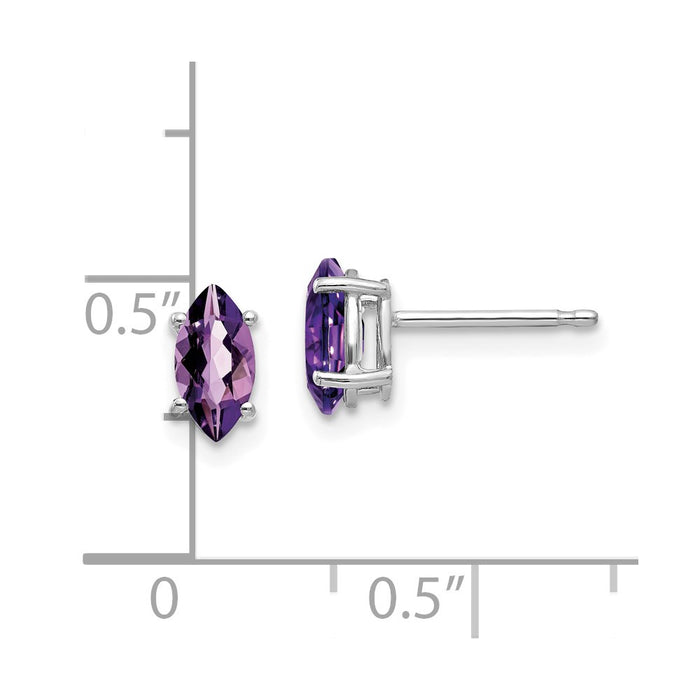 Shop Stylish 14K White Gold Marquise Amethyst Earrings - 7x3.5mm, Affordable Luxury-4