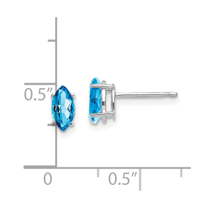 Shop Exclusive 14K White Gold Marquise Blue Topaz Stud Earrings - 7x3.5mm-4
