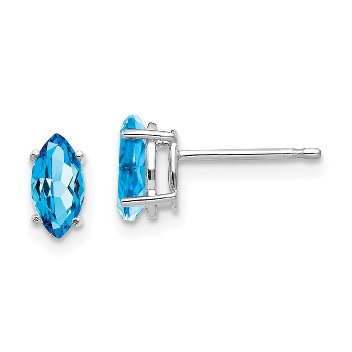 Shop Exclusive 14K White Gold Marquise Blue Topaz Stud Earrings - 7x3.5mm-1