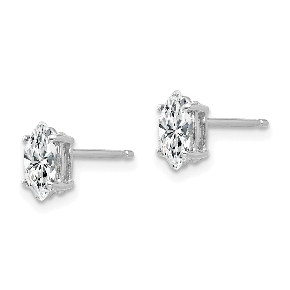 Shop Stylish 14K White Gold Marquise CZ Stud Earrings - 7x3.5mm, Value Price!