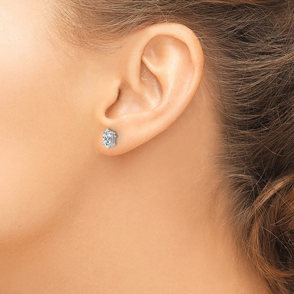 Shop Stylish 14K White Gold Marquise CZ Stud Earrings - 7x3.5mm, Value Price!
